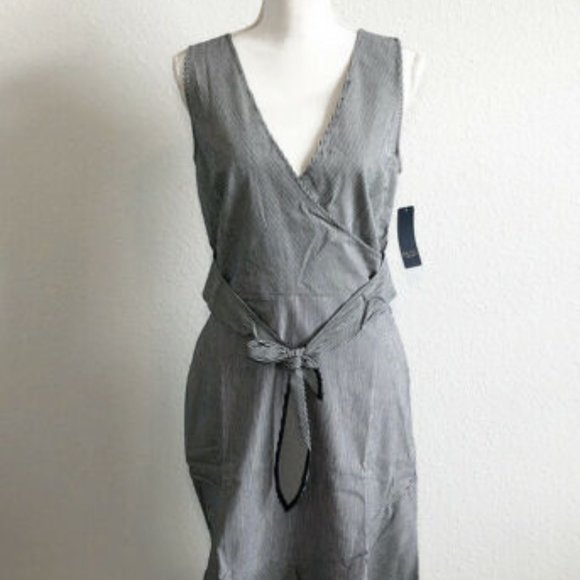 RACHEL Rachel Roy Dresses & Skirts - NEW! RACHEL ROY navy pinstripe v-neck ruffle dress
